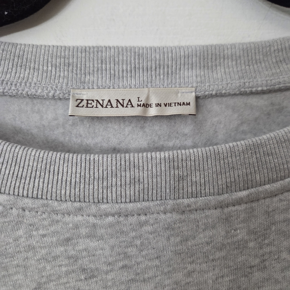 NWT Zenana 2 Piece Long Sleeve Top And Long Bottom Grey Outfit Sz L - Picture 4 of 5